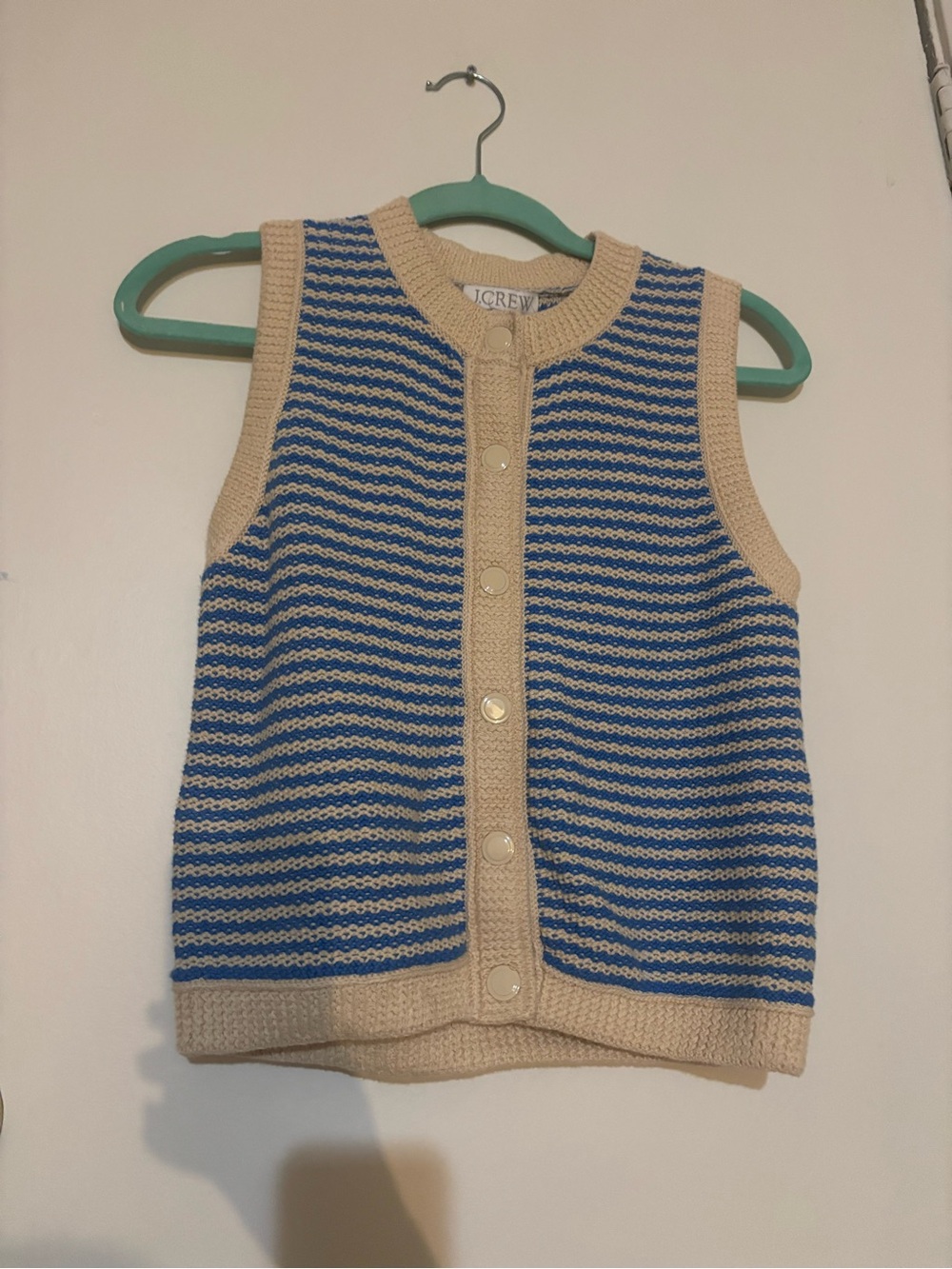 J. Crew women’s Blue & Cream Striped Knit Vest